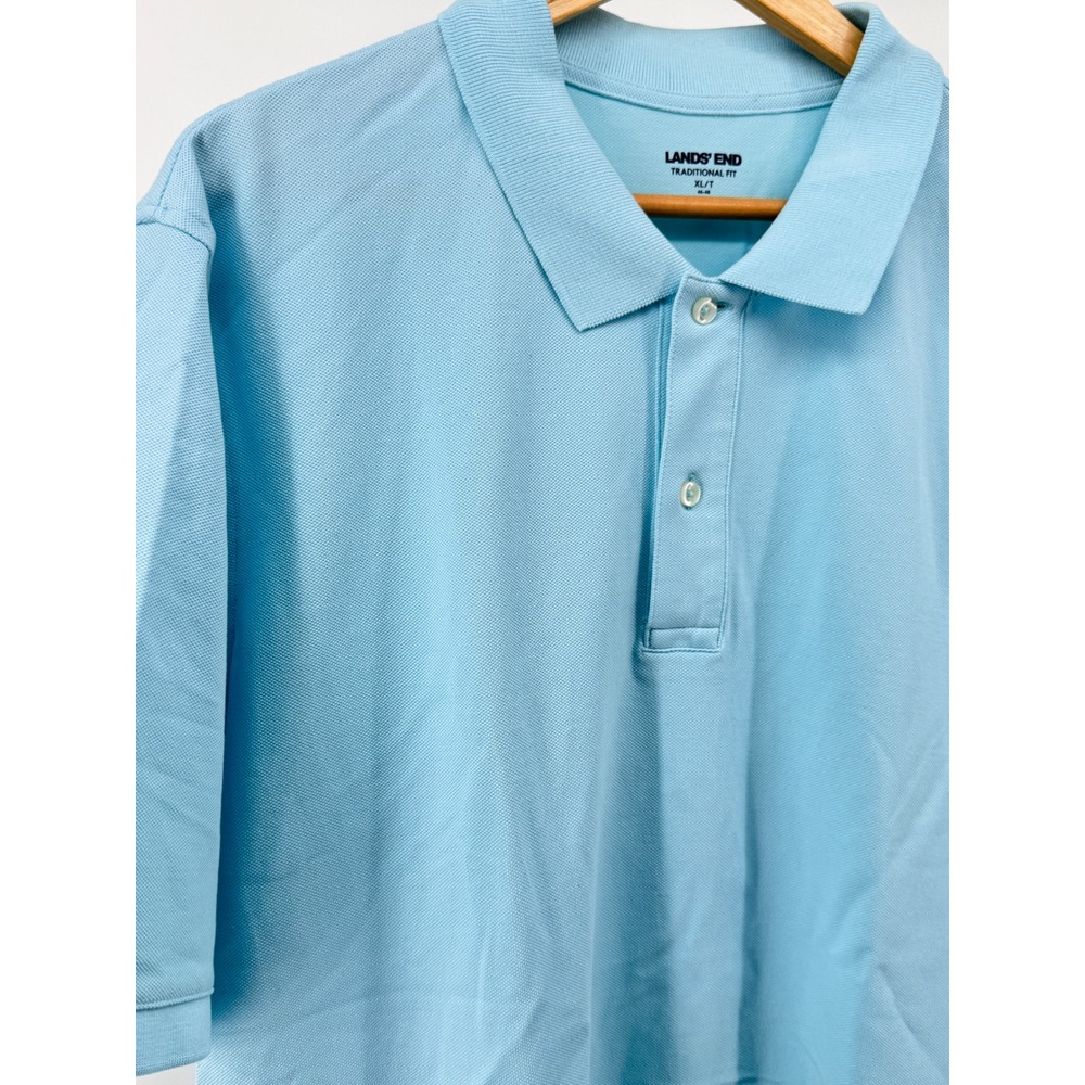 Lands End Polo Shirt Mens XL Tall Light Blue Traditional Fit Pique - Picture 3 of 7